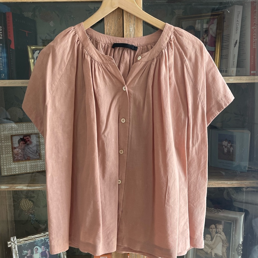 Jenni Kayne Willow Cotton Linen Button Front Blouse